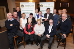 The Garden of Ireland Vintage Club present the cheque of the proceeds from the Tom Kennedy Memorial Car Show to St Vincents Foundation: Eileen Kennedy presents the cheque to John Hickey CEO